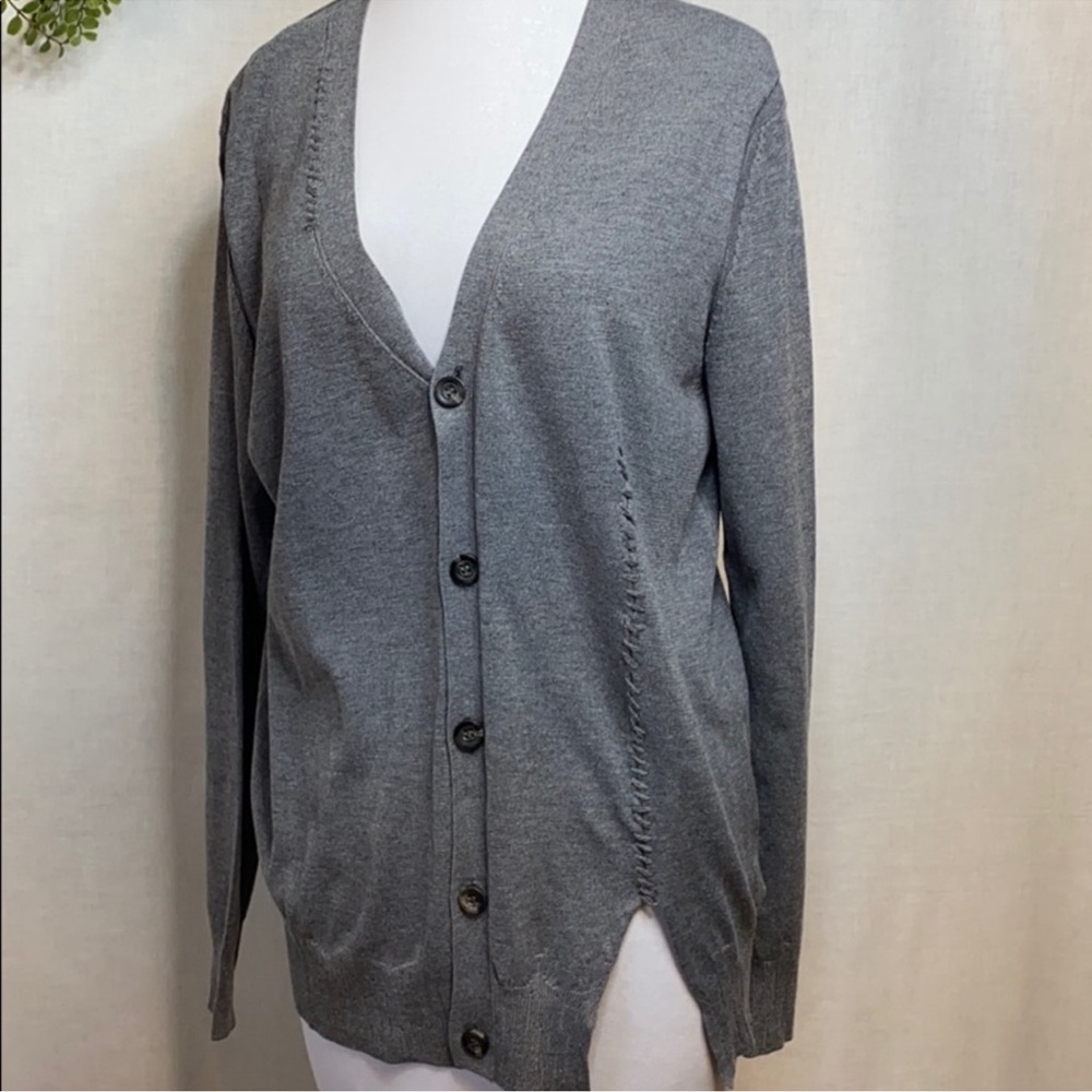 Stitched Detail Wool Blend Cardigan